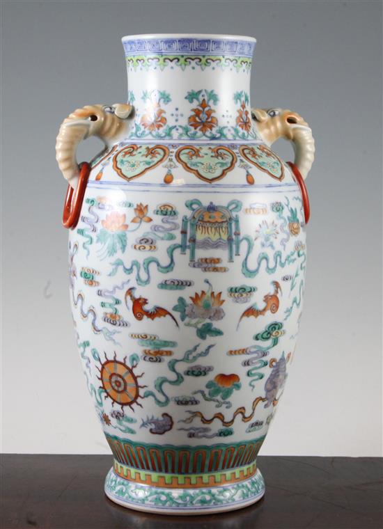 A Chinese doucai ovoid vase, 32cm